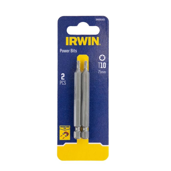IRWIN 75mm T10 Magnetic Power Bit - 2 Pack