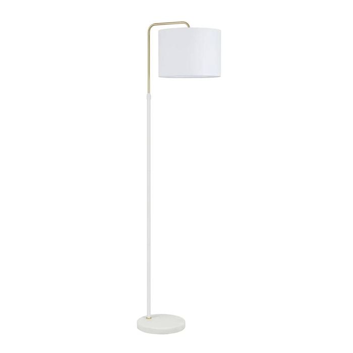 Cla Lighting Arriba Drum Shade With Marble Base Height Adjustable Floor Lamp White