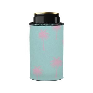 Stubbyz Palm Trees Pink Aqua Stubby Cooler Slim