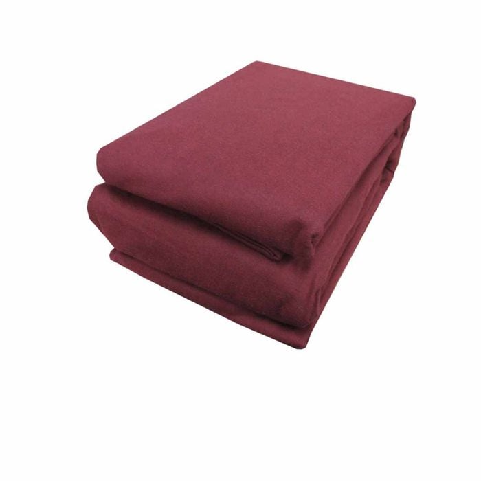 Designer Collection 100% Cotton Flannelette Sheet Set King Single 40 Cm Wall Herringbone Burgundy