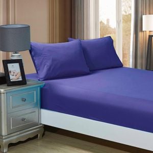 Fabric Fantastic 1000tc Ultra Soft Double Size Bed Royal Blue Fitted Sheet & 2 Pillowcases Set