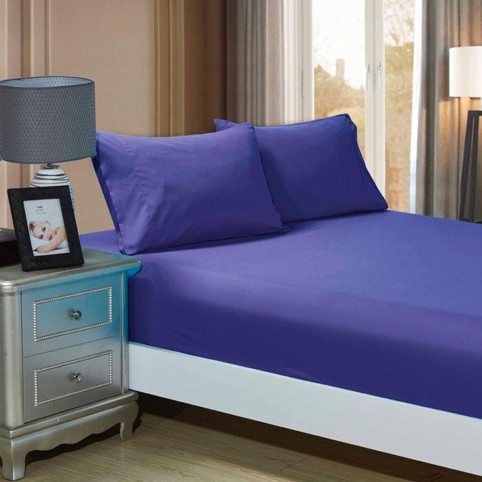 Fabric Fantastic 1000tc Ultra Soft Double Size Bed Royal Blue Fitted Sheet & 2 Pillowcases Set