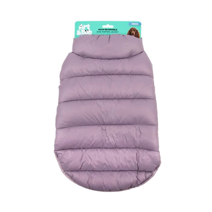 Art & Bob 40cm Lilac Medium Reversible Puffer Dog Jacket