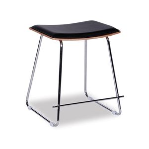 Hudson Low Stool - Chrome - Black Pad
