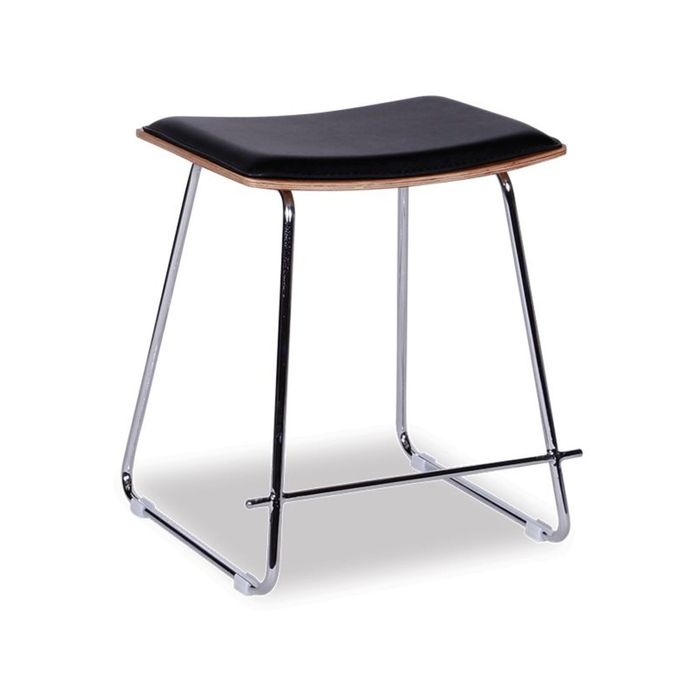 Hudson Low Stool - Chrome - Black Pad