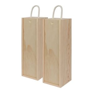 Harbour Housewares Wooden Champagne Wine Boxes - Single Bottle - Natural - Pack of 2