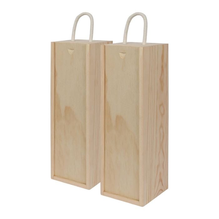 Harbour Housewares Wooden Champagne Wine Boxes - Single Bottle - Natural - Pack of 2
