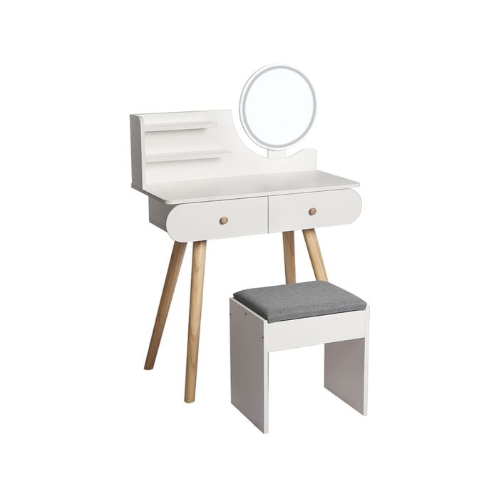 Levede 3 LED Light Colours Makeup Mirror Dressing Table Stool Set