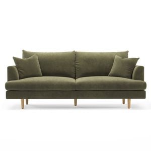 Byron 3 Seater Wattle Green Feather Filled Fabric Sofa