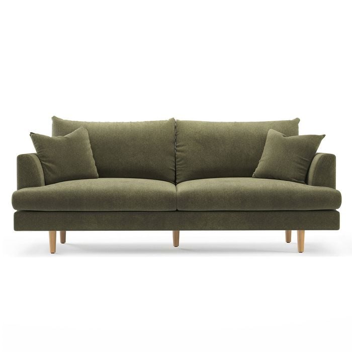 Byron 3 Seater Wattle Green Feather Filled Fabric Sofa