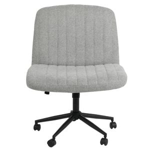 Advwin Armless Office Desk Chair with Wide Seat Adjustable Height Swivel Cross Legged Chair Grey