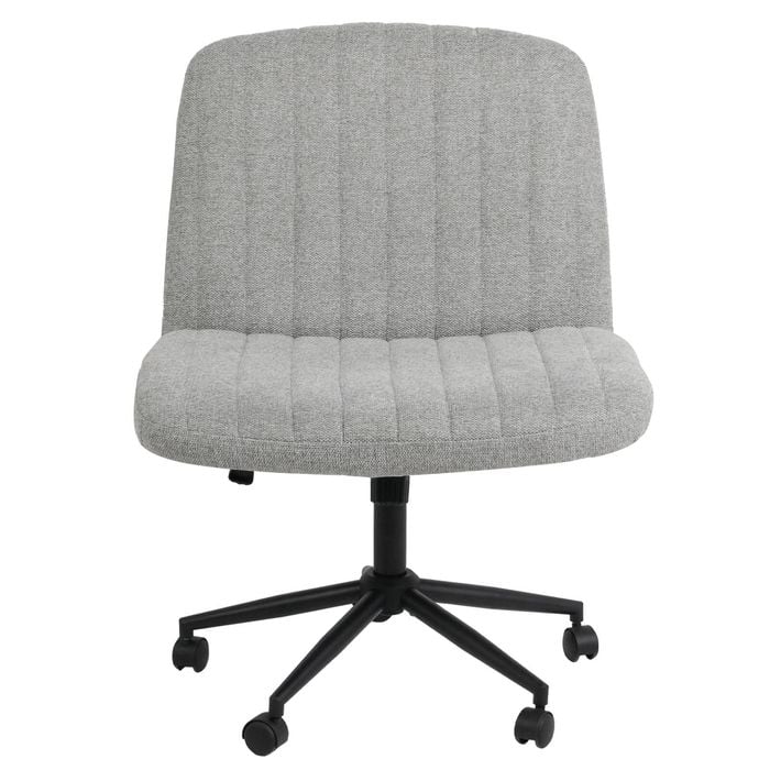 Advwin Armless Office Desk Chair with Wide Seat Adjustable Height Swivel Cross Legged Chair Grey