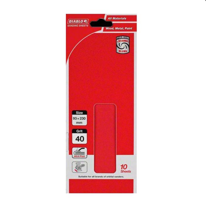 Diablo 93 x 230mm 40 Grit Abrasive Orbital Sheet - 10 Pack