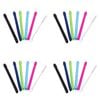 4x 5pc Appetito Silicone Cocktail Straws w/Brush 5 Asst. Colours