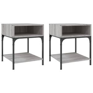 vidaXL Bedside Tables Nightstand Side Cabinet 2 pcs Grey Sonoma