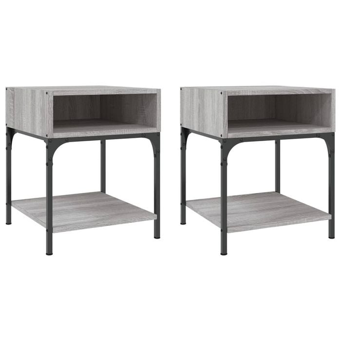 vidaXL Bedside Tables Nightstand Side Cabinet 2 pcs Grey Sonoma