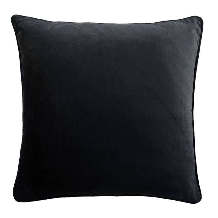 Zaab Vaucluse Piped Velvet Cushion - Black