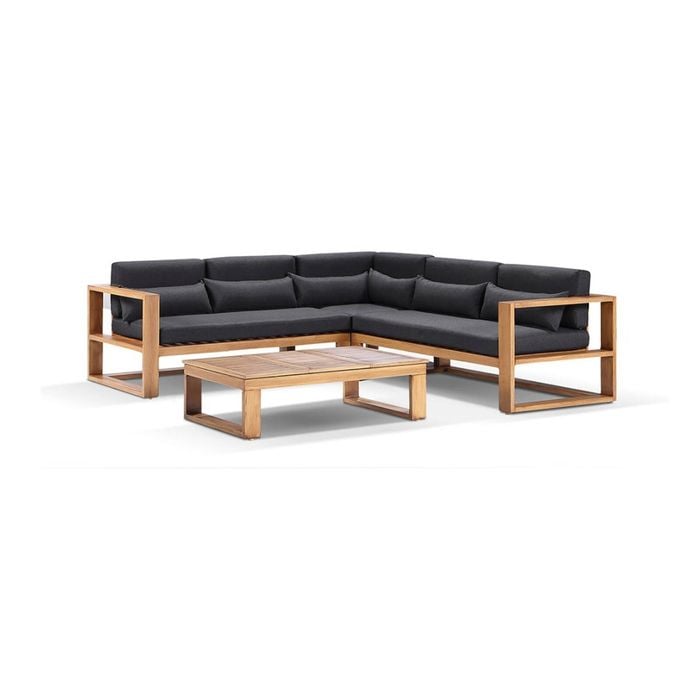 Santorini Package A Outdoor Aluminium Corner Modular Lounge In Teak Look Finish