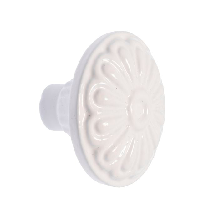 Lane White Round Flow Knob