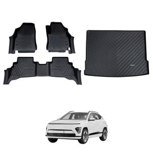 AUSGO Floor Mats & Boot Liner Set for Hyundai Kona Hybrid SX2 Series 2023-Onwards Car Floor Liners Cargo Mat