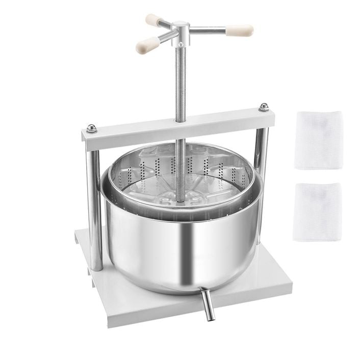 Vevor 3.17 Gal Fruit Wine Press White 2 Stainless Steel Barrels Cider Apple Making