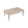Coffee Table Oak White Washed Wooden & Beige Color Fabric