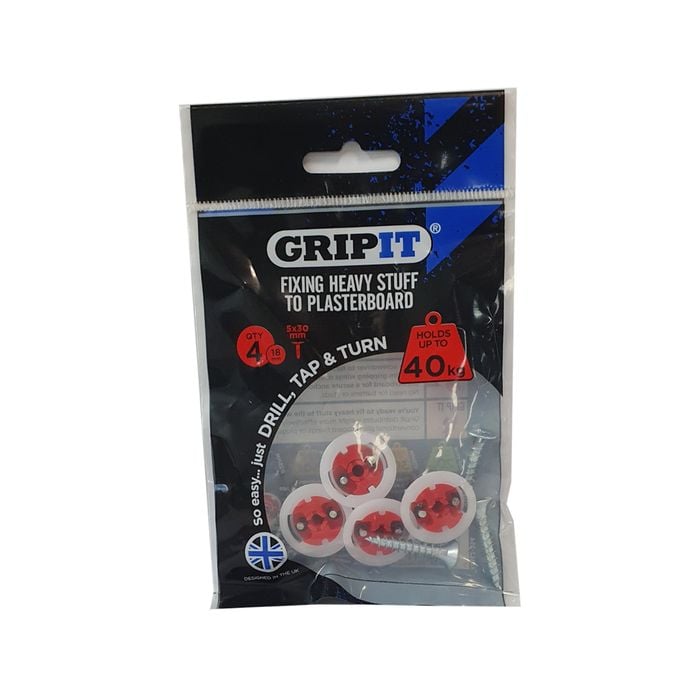 Gripit 18mm Red Plasterboard Fixing - 4 Pack 
