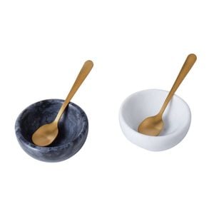 Davis & Waddell Nuvolo Marble Set Of 4 Pinch Pot & Spoons