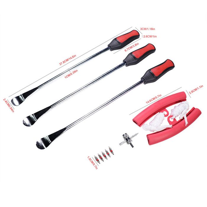 Tyre Lever Set – Heavy-duty Kit With Spoons, Rim Protectors, And Valve Tool