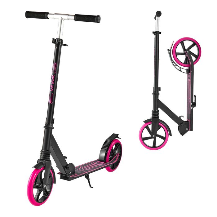 VEVOR Kick Scooter Pink 2 Wheels with Adjustable Handlebar Wide Anti-Slip Deck for Kids Ages 8+