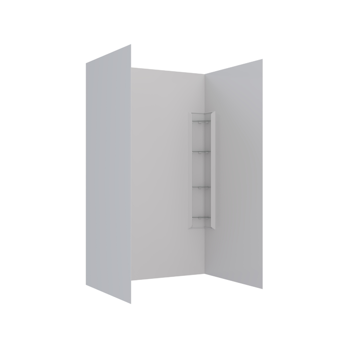 Stein 750 x 900 x 2000mm White 3-Sided Corner Mould Wall Shower Liner 