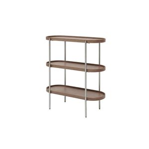 Seek and Ramble Cleo 3 Tier 90cm x 98cm Bookshelf Walnut & Brushed Stainless Steel