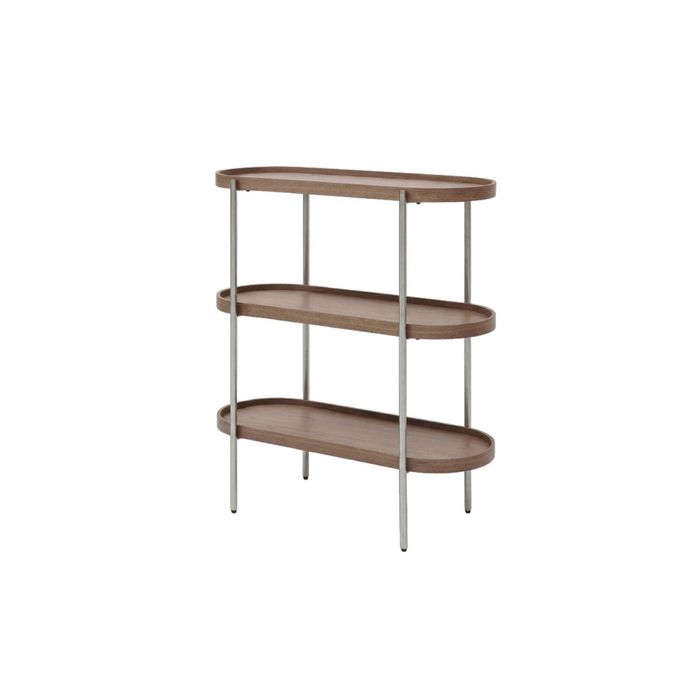 Seek and Ramble Cleo 3 Tier 90cm x 98cm Bookshelf Walnut & Brushed Stainless Steel