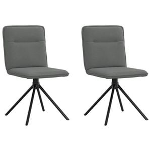 vidaXL Single-Line Stitching Dining Chairs 2 pcs Dark Grey Fabric Metal Legs 46.5 x 53 x 84 cm
