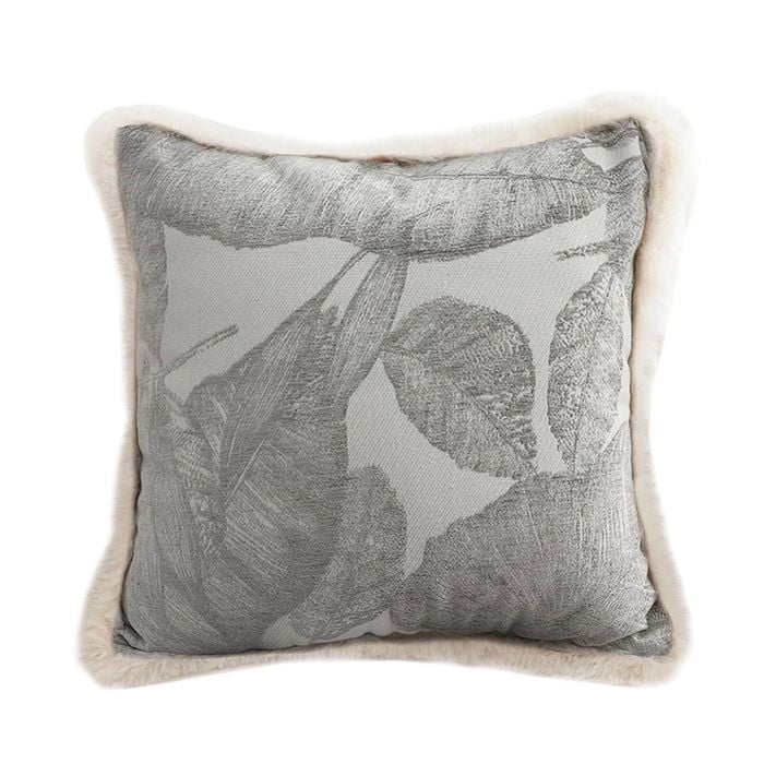 SOGA 45cm Wabi-sabi Raised Embroidery Leaf Throw Pillow
