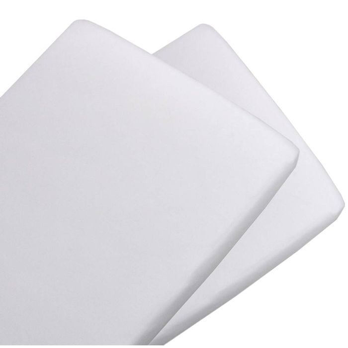 2PK Living Textiles Cotton Jersey Bassinet Fitted Sheet - White