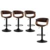 Oikiture 4x Bar Stools With Armrest Leather Brown