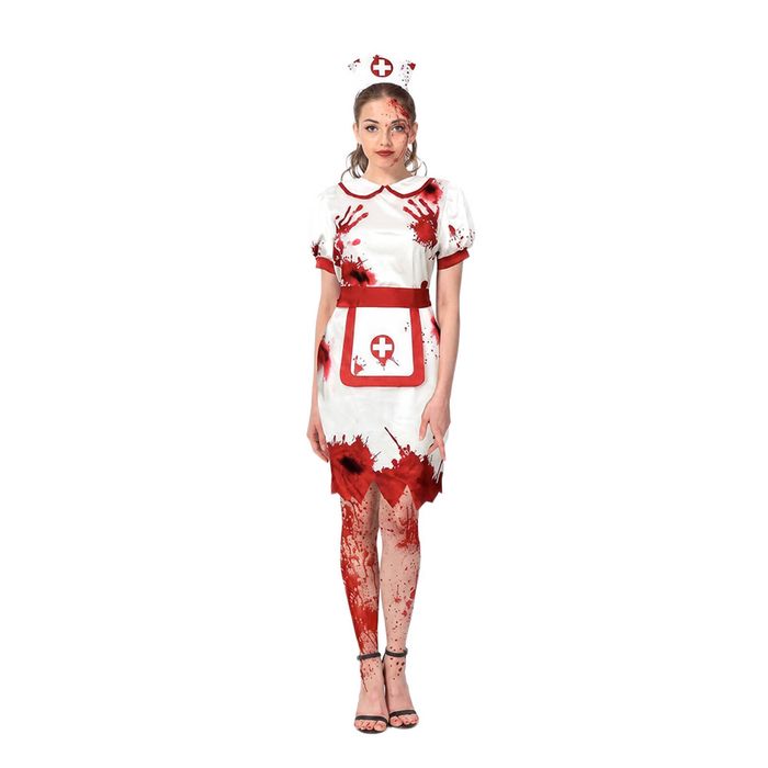 More Than Party Womens Bloody Nurse Halloween Red/White Costume w/Headband XS/S