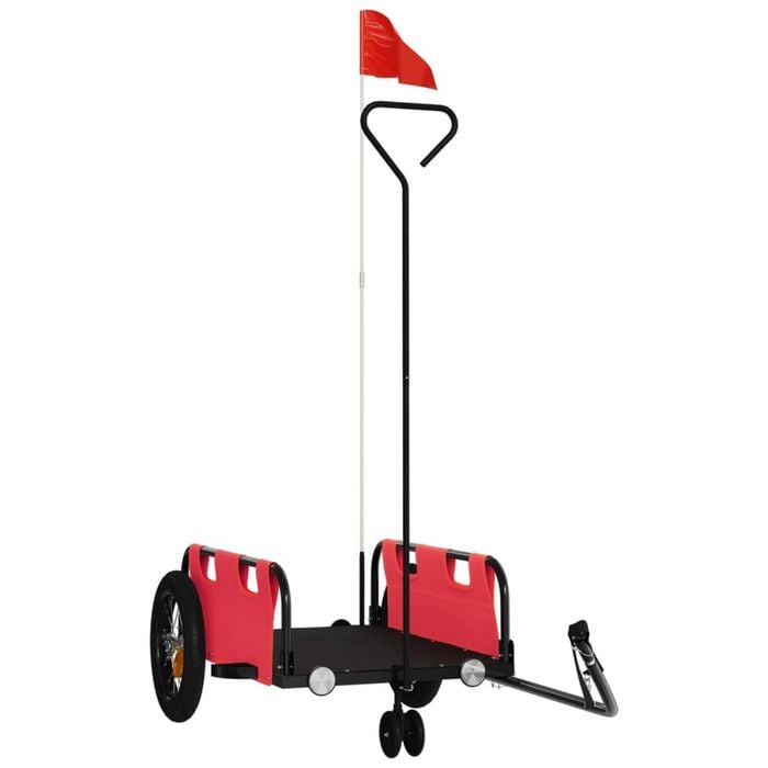 vidaXL Bike Trailer Pet Stroller Bicycle Wagon Cart Red Oxford Fabric and Iron