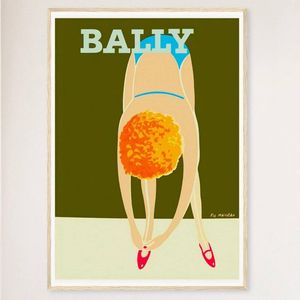 Galrie Bally Shoes 1980 Vintage Advertising Poster by Pierre FixMasseau for Home Decor, Wood Frame, A3 30 x 42cm (12 x 16inch)