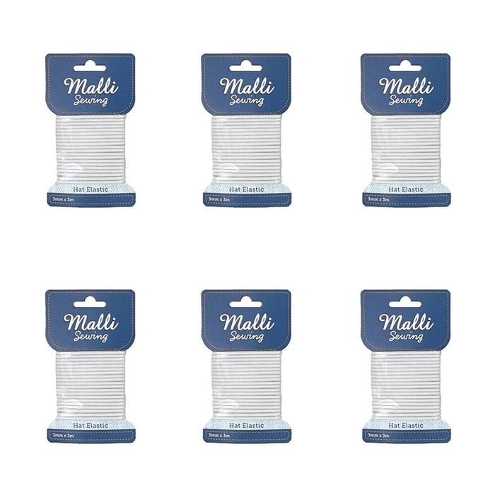 6pk Malli Sewing 3mm X 3m Assorted Round Hat Polyester/latex Elastic Cord/string
