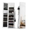Advwin LED Jewelry Cabinet with Mirror LED Light Lockable 360°Swivel White