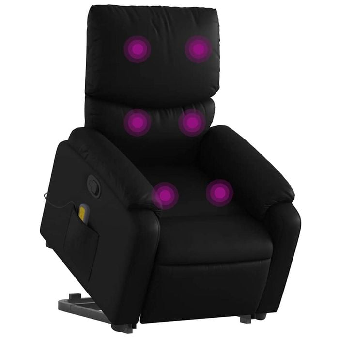 vidaXL Stand up Massage Recliner Chair Armchair Single Sofa Black Faux Leather