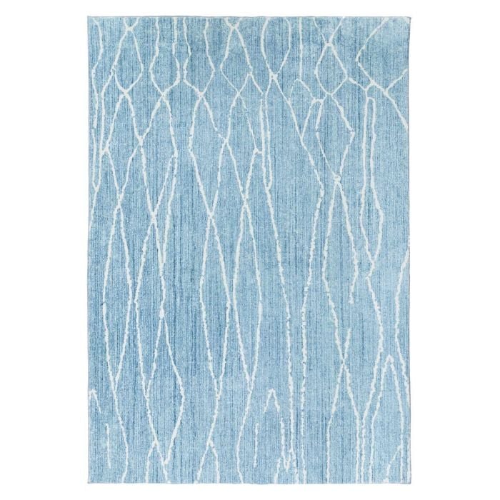 Loopsie-230cm X 160cm-jevonn Blue And Ivory Lined Washable Rug