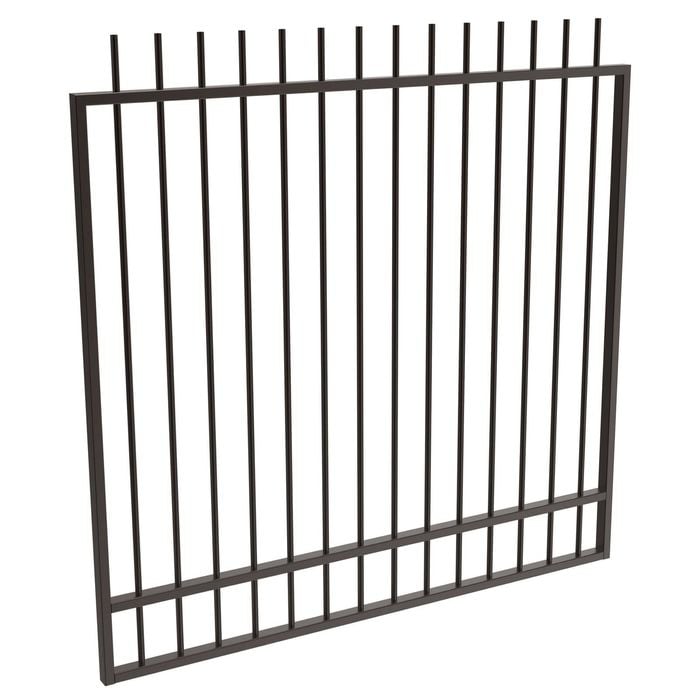 ProtectorAl 1201 - 1500 x 1500mm Black Aluminium Garden Gate Picket Top With Mid Rail - 1500mm Black