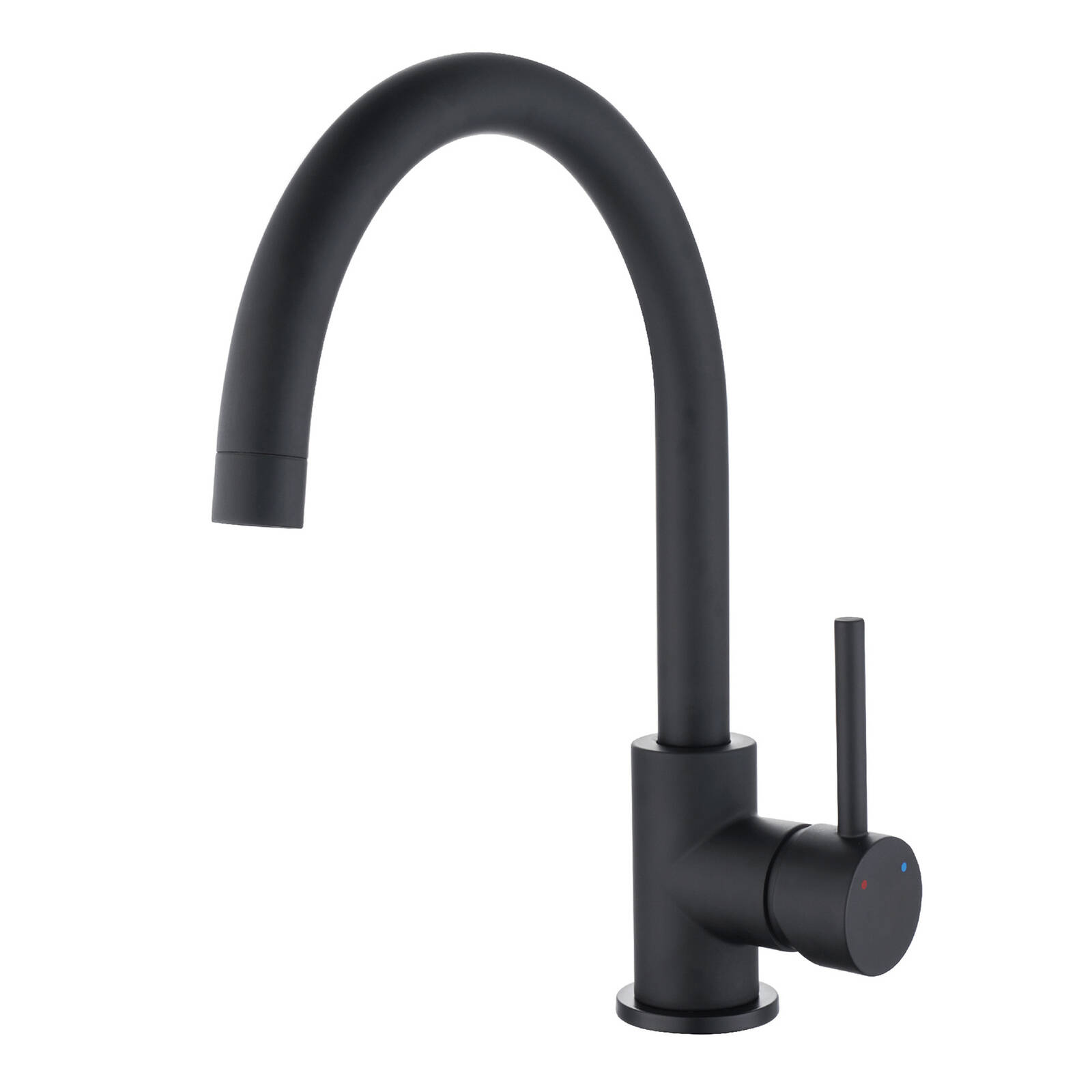 Estilo 35mm Matte Black WELS 4 Star 7.5L/min Side Lever Gooseneck Sink Mixer