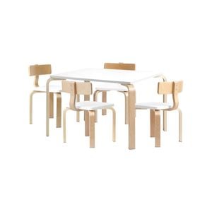 5 Piece Children's Table and Chairs Desk Set Furniture Toy - White