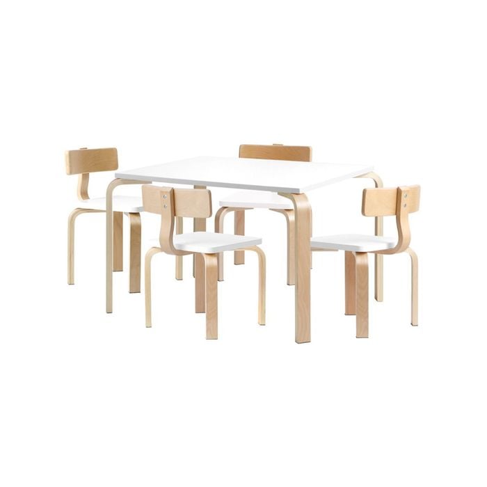 5 Piece Children's Table and Chairs Desk Set Furniture Toy - White