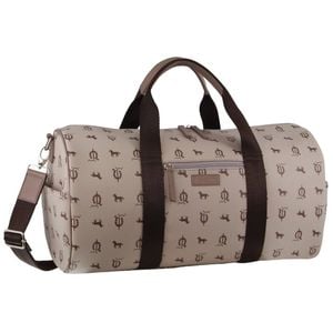Pierre Cardin Leather/canvas Print Overnight Duffel Travel Bag 50x25cm Beige