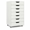 Costway 7-drawer Storage Cabinet Filing Dresser Chest 4 Caster White